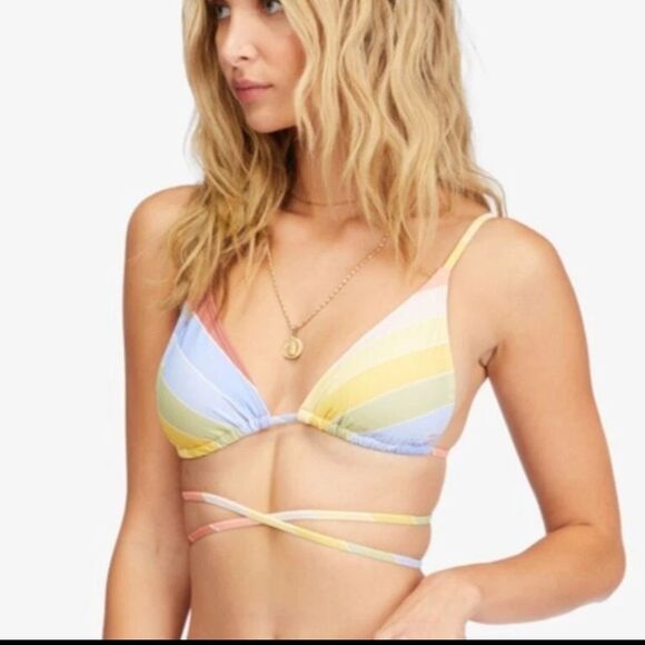 Billabong Bikini Set Brighter Daze Slide Triangle Top & Rise Bottoms Size M NWT - Picture 3 of 10